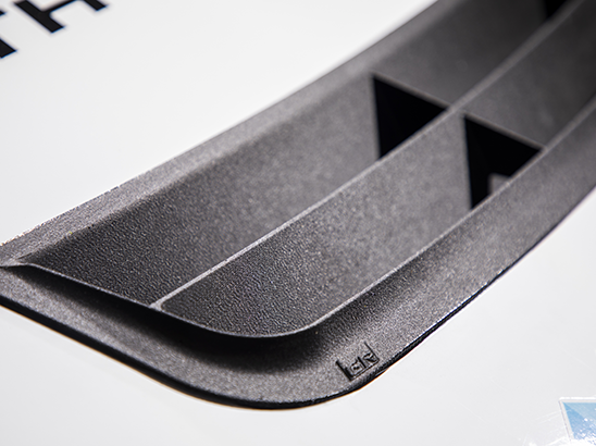 Carbon Fiber Hood Scoop 3D printed using Stratasys FDM Carbon Fiber